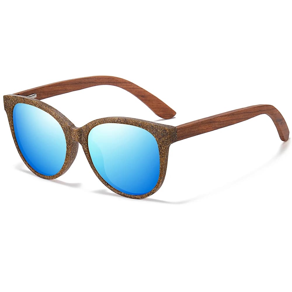 XSW – lunettes de soleil à café pour femmes, verres miroir en bois, Vintage, classique, Vintage, adaptés aux petits visages, UV400, nouvelle collection