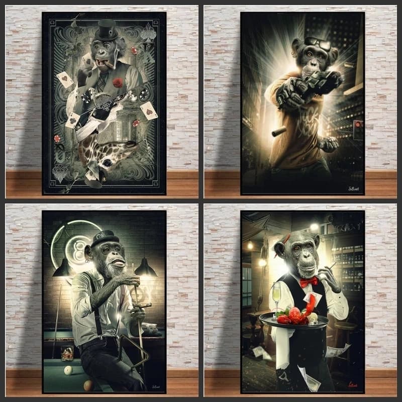 Sylvain Binet affiche personnage fictionnel Macaque mur Art toile peinture impression abstraite image décorative pour salon maison