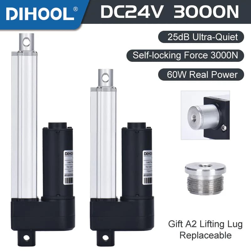 Actionneur linéaire électrique à moteur DC 24V 60W, 3000N 2500N 100mm 500mm 800mm 1000mm, course, ouvre-Garage à Piston télescopique