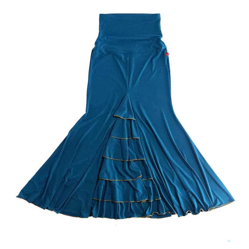 Jupe d'entraînement de danse Flamenco espagnole, multicouche, tenue pour femme, queue de poisson, 1DTT37