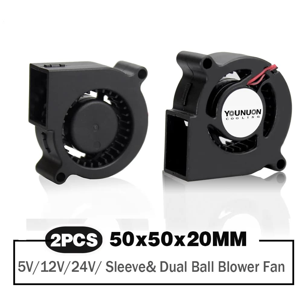 Ventilateur à Turbine centrifuge de 50mm, ventilateur de refroidissement DC sans balais, 5V 12V 24V 5020, 50x50x20mm, 2 pièces