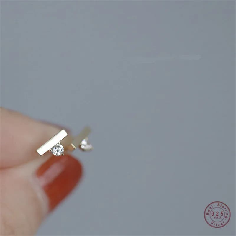 Boucles d'oreilles en argent Sterling 925 pour femmes, mot Simple français, Zircon brillant, classique, fête, plaqué or 14 carats, bijoux cadeau