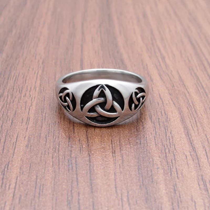 Bagues Vintage en acier inoxydable pour hommes, symbole Triquetra celtique, nœud trinité, amulette, motard nordique, bijoux cadeaux