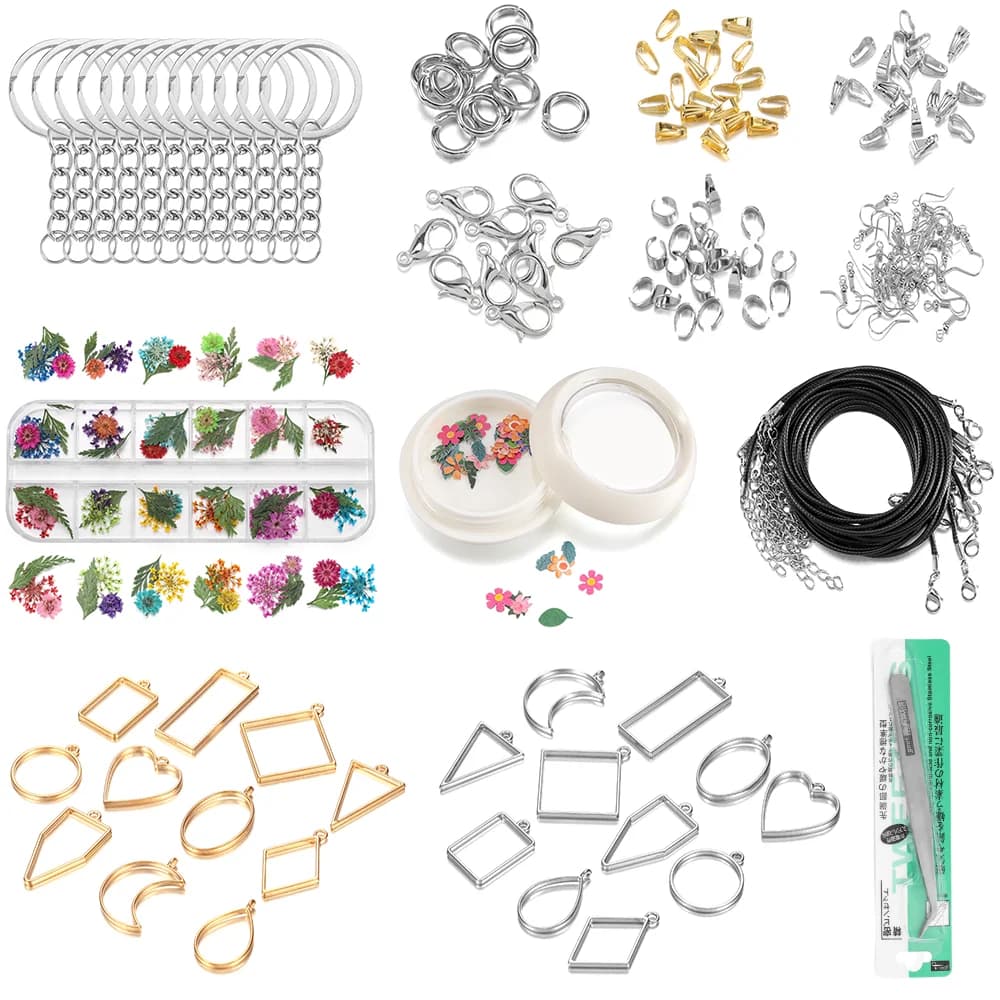 Kit de Boucles d'Oreilles en Résine Xy, Colle Creuse, Pendentif Vierge, Ensembles de Base, Fleurs vaccées, Bijoux, Outils de Collier de Direction, 1 Ensemble