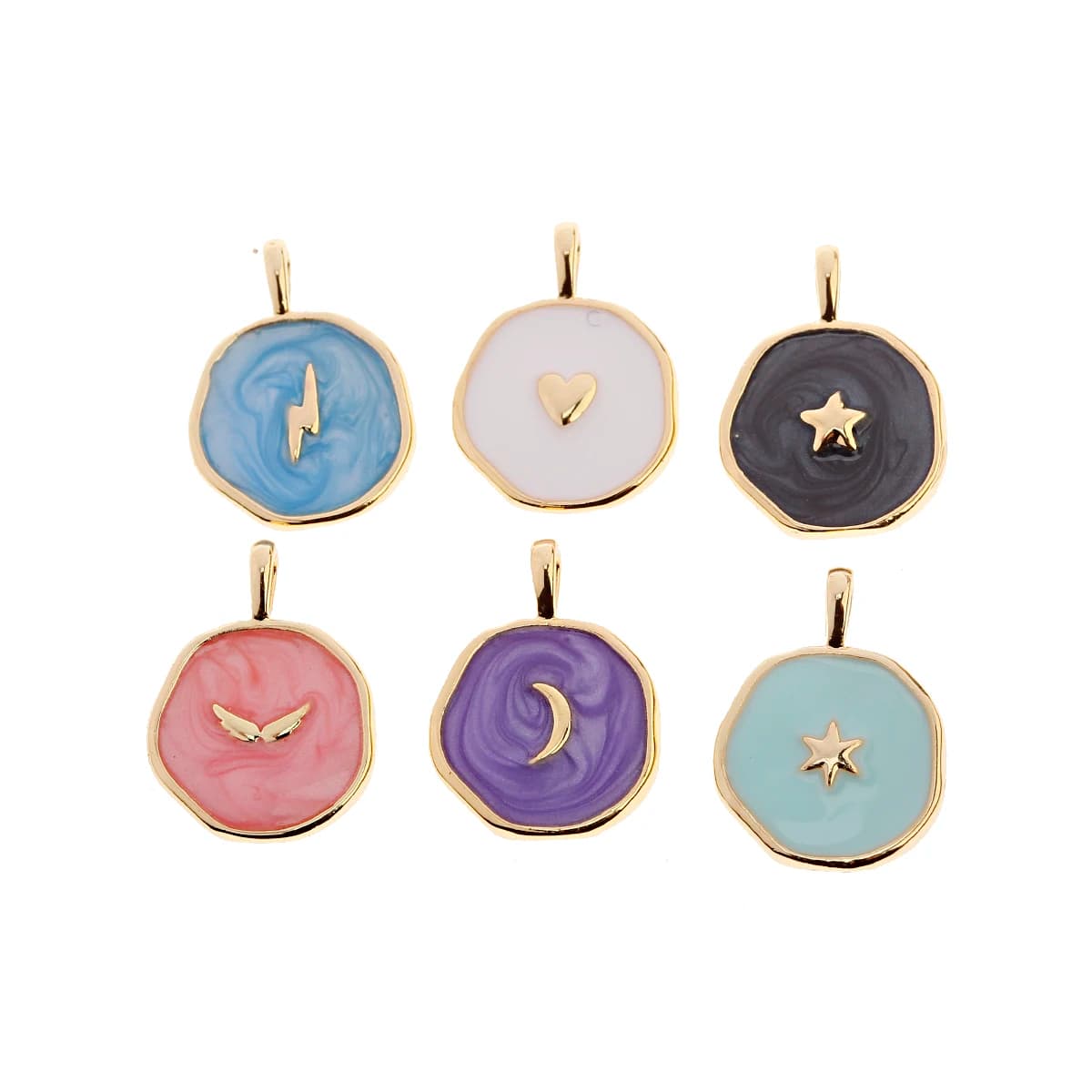 Bijoux en forme de lune en forme de cœur, pendentif en alliage, fournitures faites à la main, collier Bracelet en métal cuivre, accessoires de mode mignons pour femmes
