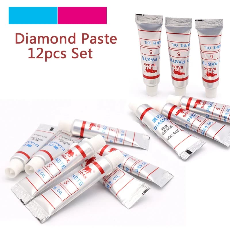 12 pièces W0.5 ~ 40 diamant polissage pâte Abrasive composé seringues meulage polissage pâte de rodage micron verre métal outils