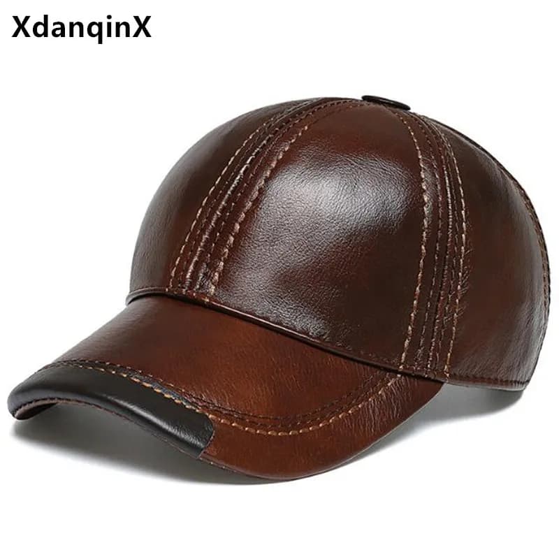 Casquette en cuir de vachette pour homme, chapeau de baseball chaud d'hiver, casquette snapback en cuir naturel, chapeau pour homme, 모자, Кепка, Casquette, Gorras Hombre