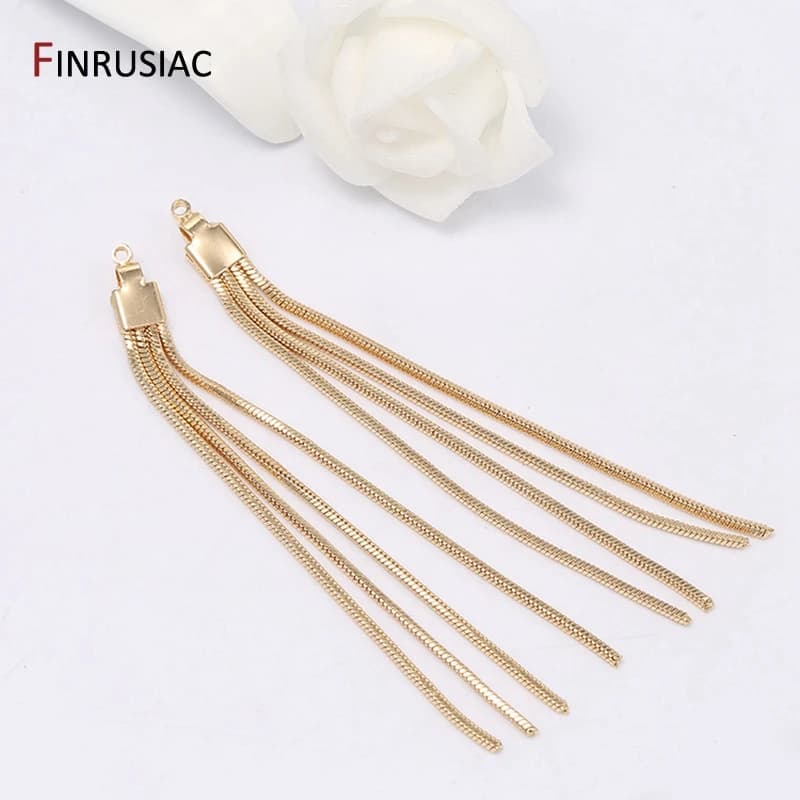 Pendentif Long pompon en or véritable 14K, pour la fabrication de boucles d'oreilles, plaqué or, accessoires DIY, nouvelle mode coréenne 2021