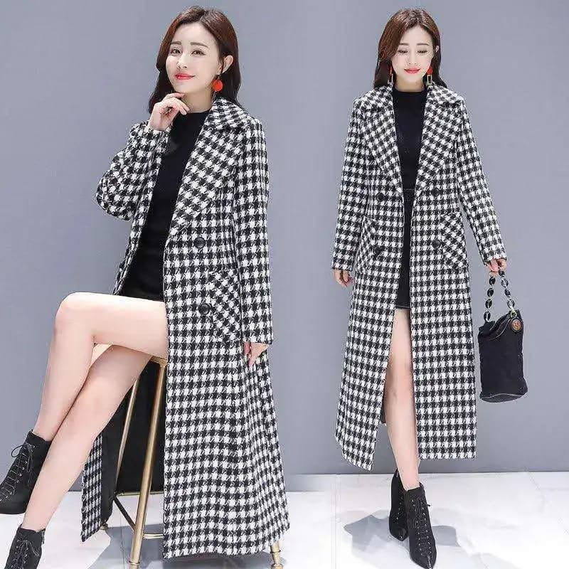 Manteau coupe-vent élégant et ajusté en laine à carreaux pour femme, collection Printemps 2026