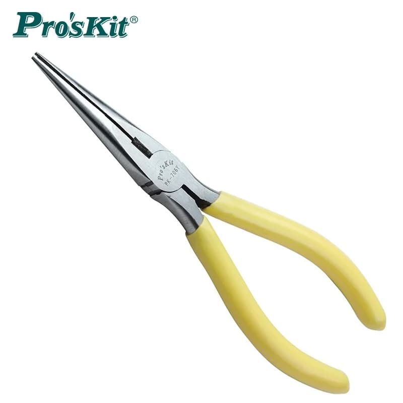 Proskit – pince à long nez jaune en acier à haute teneur en carbone avec dents diagonales, outil de réparation manuel