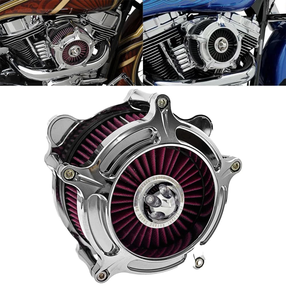 RSD – filtre à Air chromé pour Turbine de moto, pour Harley Sportster XL Dyna Street Bob Softail 00-21touring Street Glide