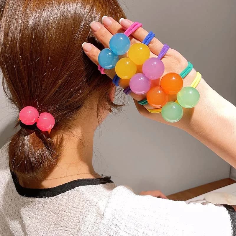 Bande de cheveux élastique boule colorée géométrique pour femmes, ULà cheveux, caoutchouc cristal, chouchous, accessoires pour cheveux