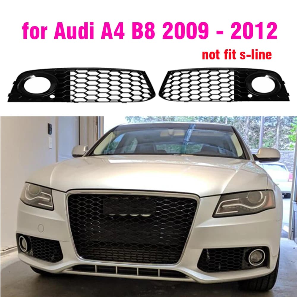 Grille de Pare-Choc Avant en Nid d'Abeille pour Audi A4 B8 2008-2012, Antibrouillard, Style dehors