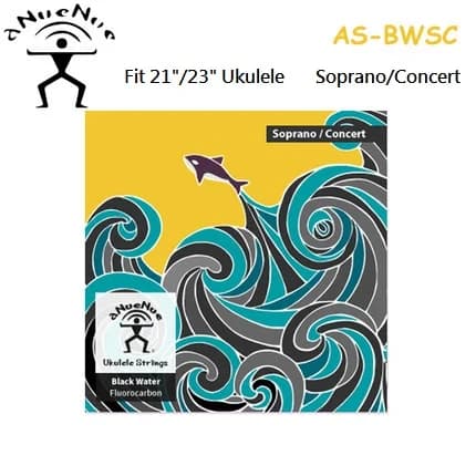 Cordes pour ukulélé aNueNue BW disponibles en Soprano/Concert ou Tenor, cordes noires