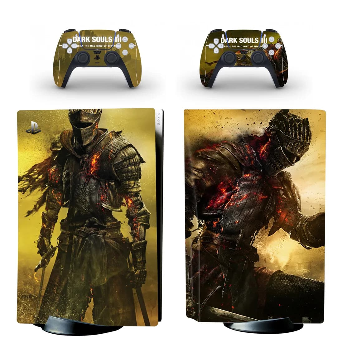 Dark Souls PS5 Standard disque peau autocollant couverture pour Console et 2 contrôleurs PS5 disque peau vinyle