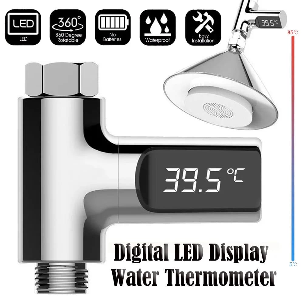 Thermomètre à eau numérique avec affichage Led de la température de la douche, moniteur en temps réel, robinet de salle de bains britannique, mélangeur de bain de lavabo