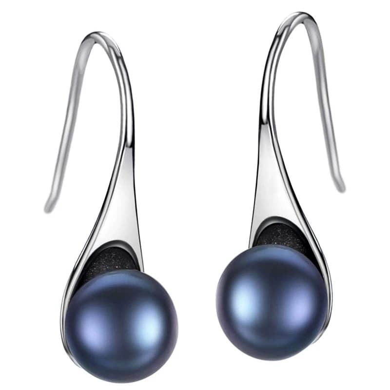 HENGSHENG boucles d'oreilles en perles d'eau douce pendantes boucles d'oreilles en argent Sterling 925 7-8mm perle de culture bijoux fins pour femmes filles