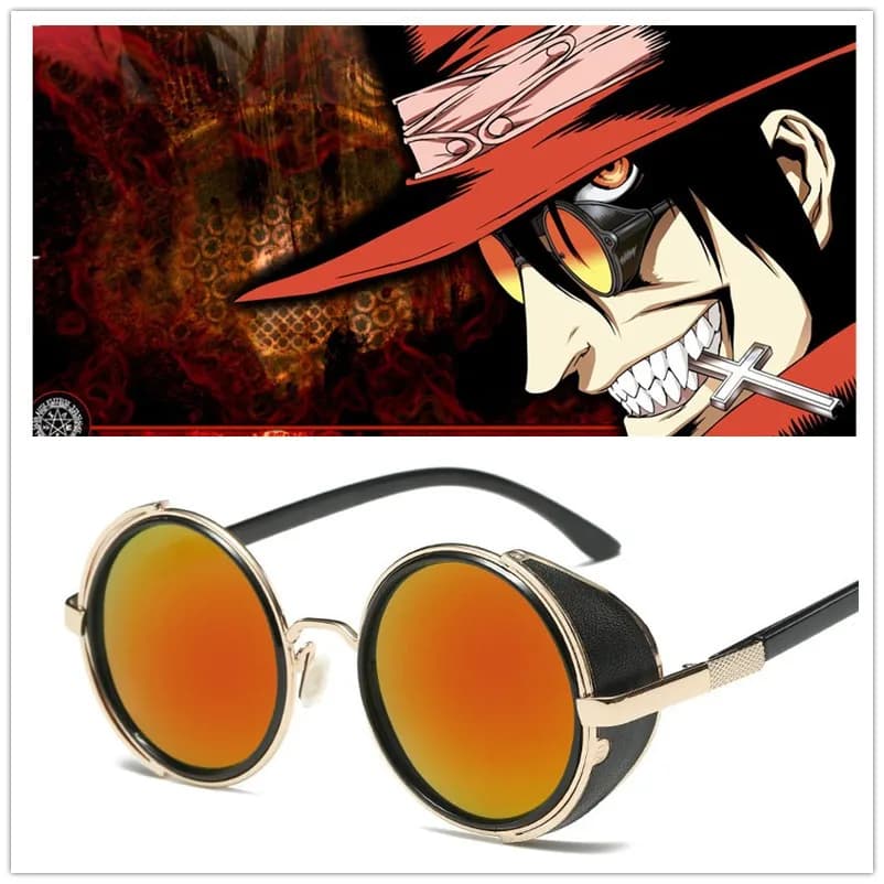 Lunettes de soleil Orange pour homme et femme, accessoire de Cosplay, inspiré de l'anime hallsing Alucard, chasseur de Vampire, style Punk