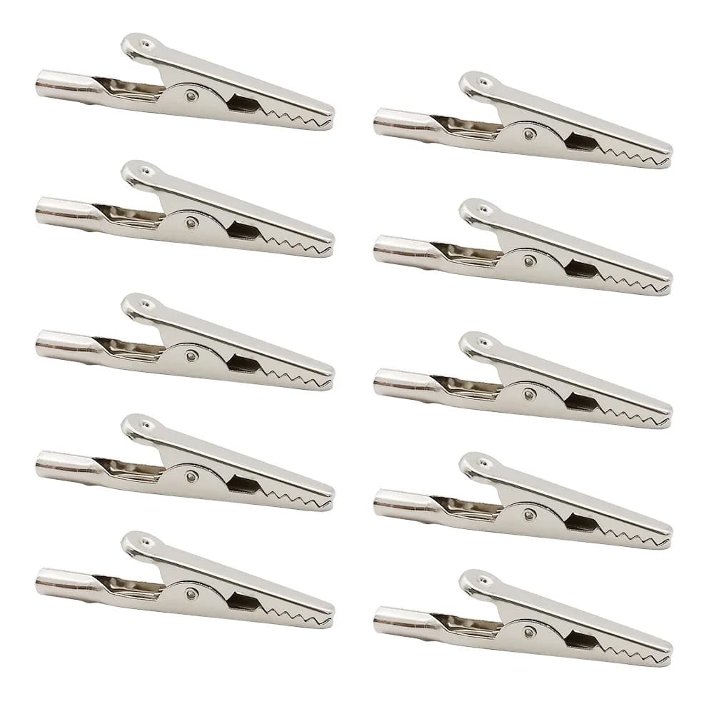 10/20 pièces 51mm pinces Crocodile en métal Crocodile câble de Test électrique plomb sonde pince batterie pinces 10A argent