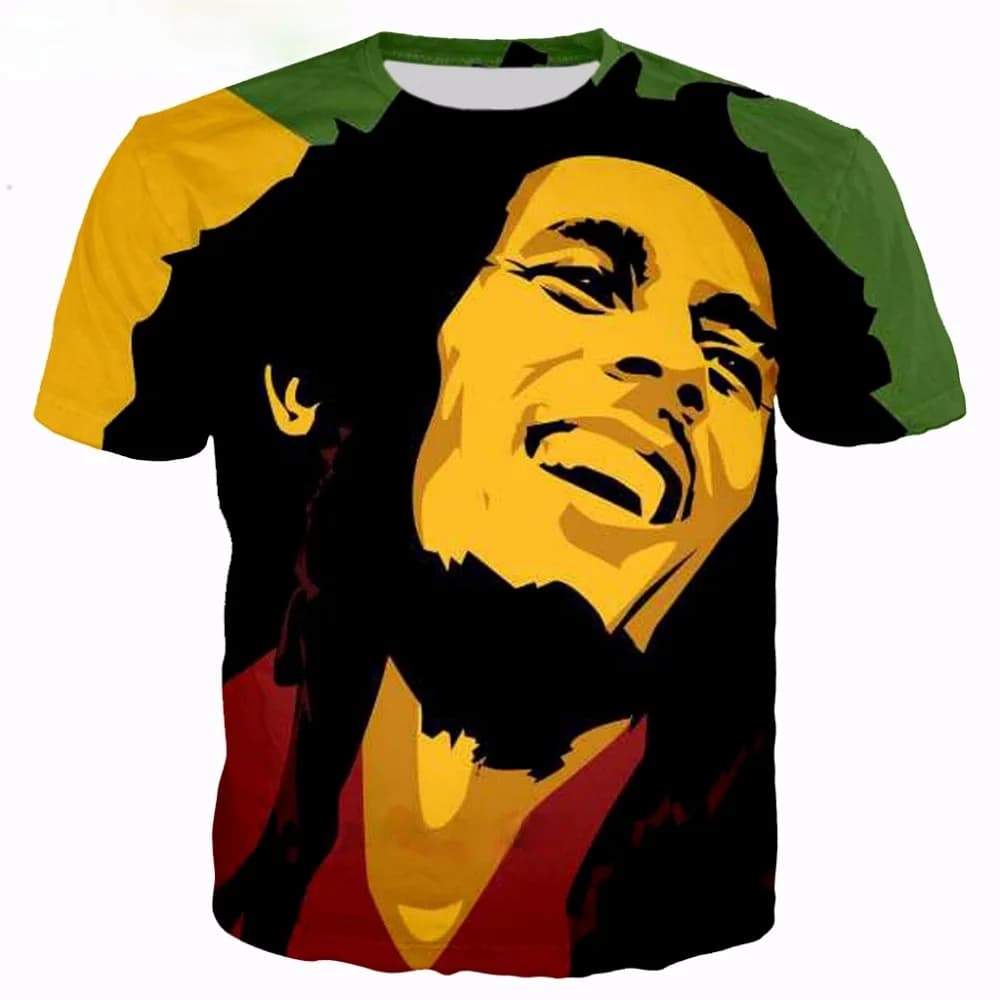 T-shirt décontracté à col rond pour hommes et femmes, mode estivale, hip hop, original Reggae, Bob Marley, impression 3D, nouveau, 2021