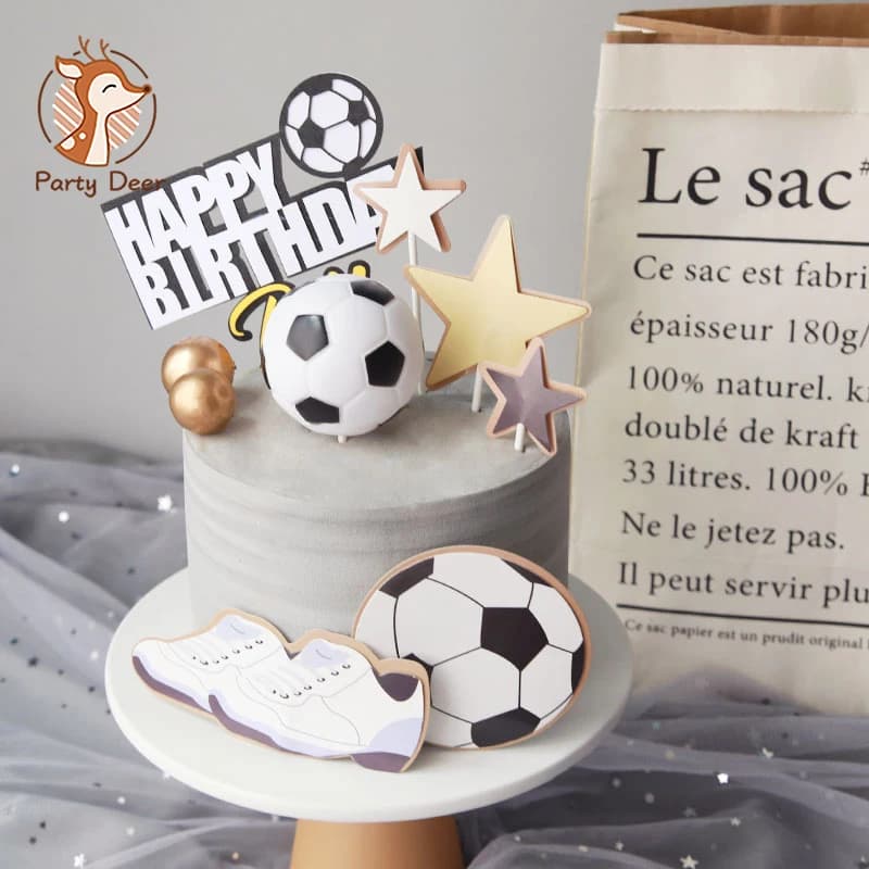 Topper gâteau Chi pour fête d'anniversaire, thème basket-ball et football, pour enfants garçon, fournitures ouvertement
