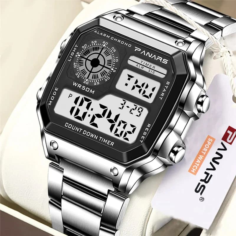 PANARS-Montre-bracelet de sport militaire étanche pour homme, chronomètre électronique, numérique, 5 bars, marque supérieure, luxe, horloge