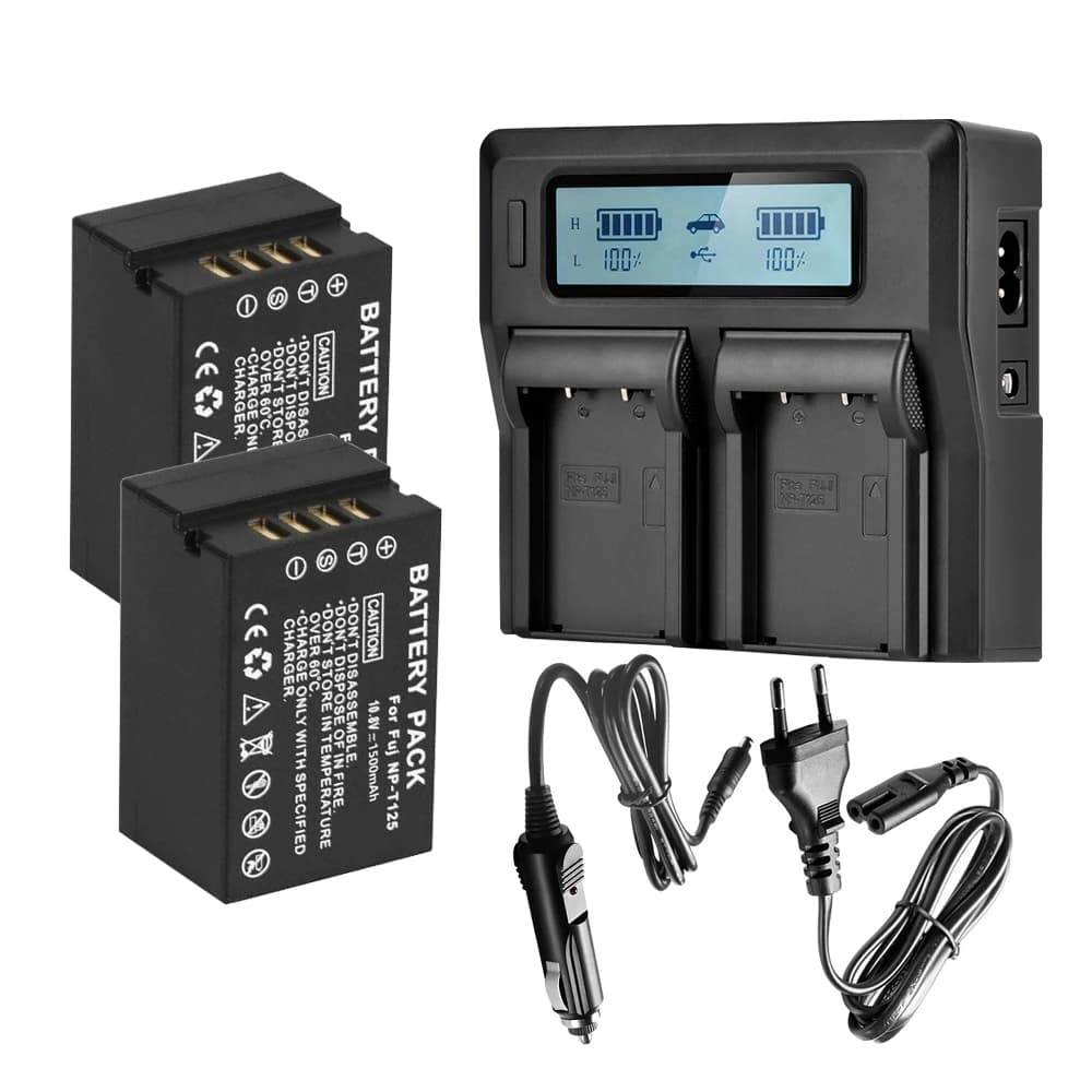 Batterie 1500mAh NP-T125 NP T125 + double chargeur rapide LCD pour appareil photo FUJIFILM GFX100 GFX50S GFX50R GFX100