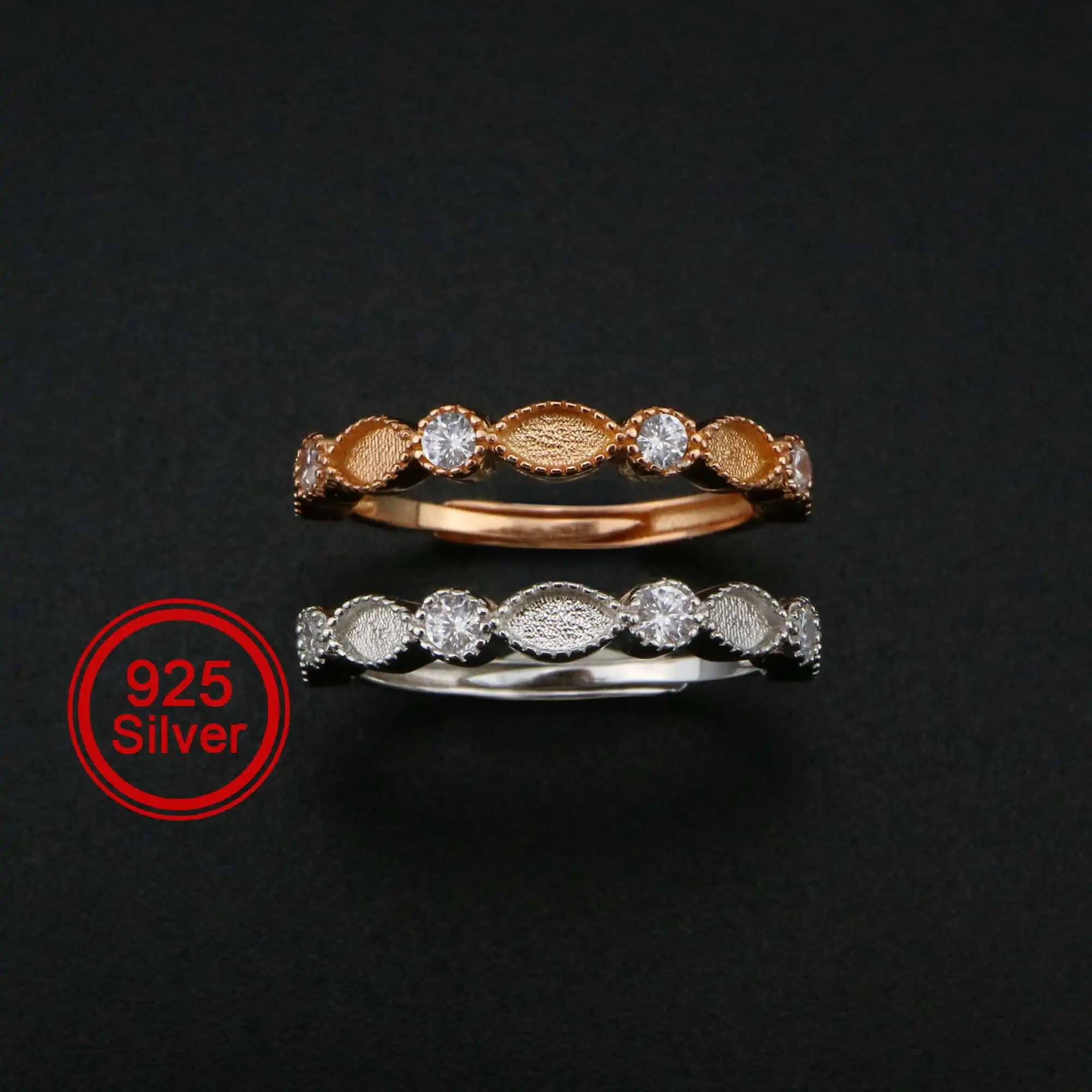 1 pièce, Bague en résine pour la conservation du lait maternel, en argent sterling 925 massif plaqué or rose, avec sertissage marquise 2x4MM et 2mm, 1294219