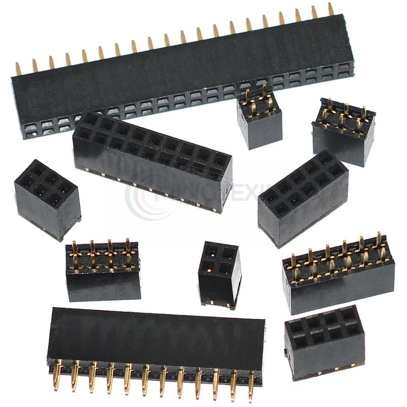 Connecteur de broche droite femelle à Double rangée, 5 pièces, connecteur de bande PCB à Angle droit 2.54mm 2x2/3/4/5/6/7/8/9/10/12/14/20/30/40 broches