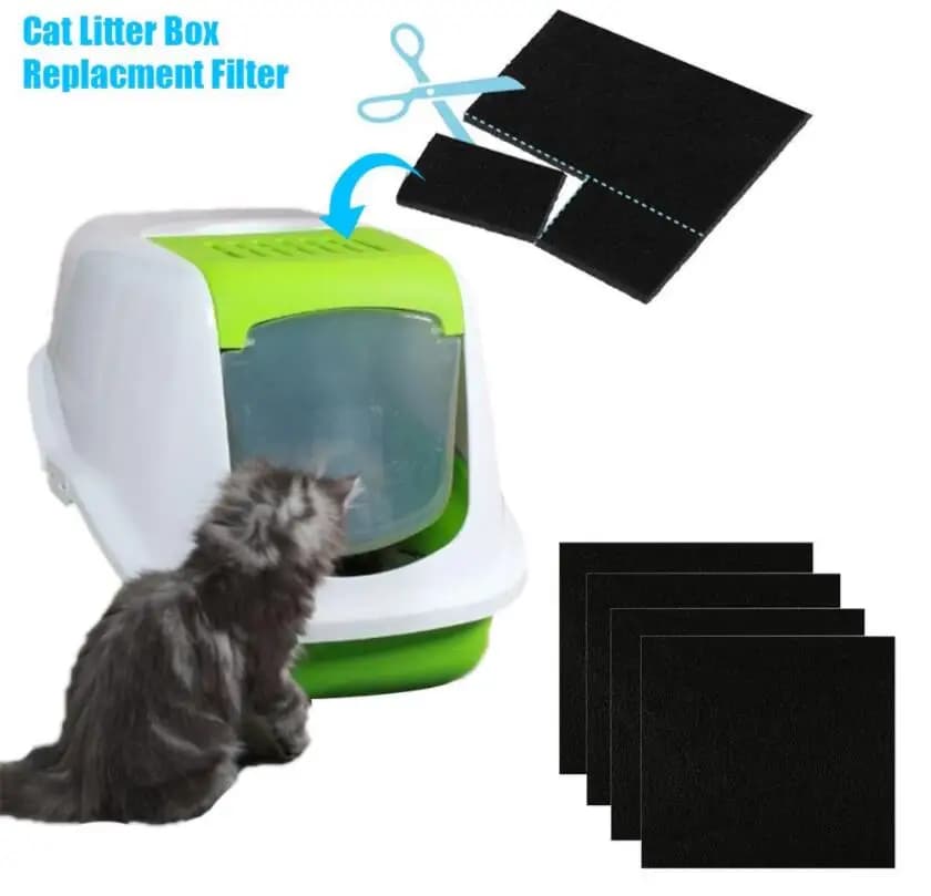 Filtre à litière pour chat domestique 4/6/8 pièces, tampon désodorisant au charbon actif, pack de charbon, filtre au charbon pour litière des animaux de compagnie