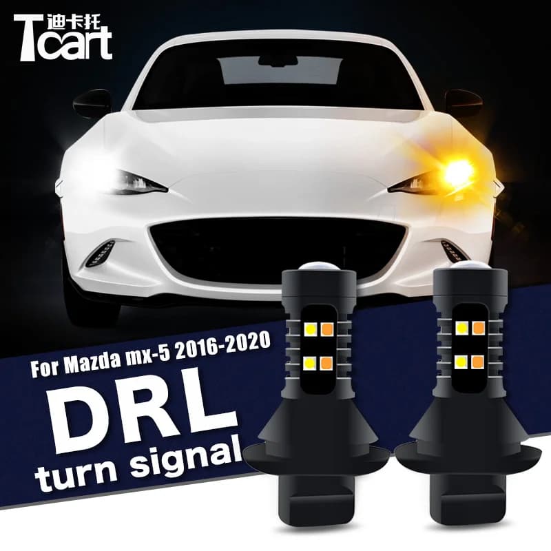 Pour Mazda MX5 MX-5 (ND) 2015 2016 2017 2018 2019 2020 2PCS Led drl Feux diurnes Clignotants 2IN1 Accessoires De Voiture