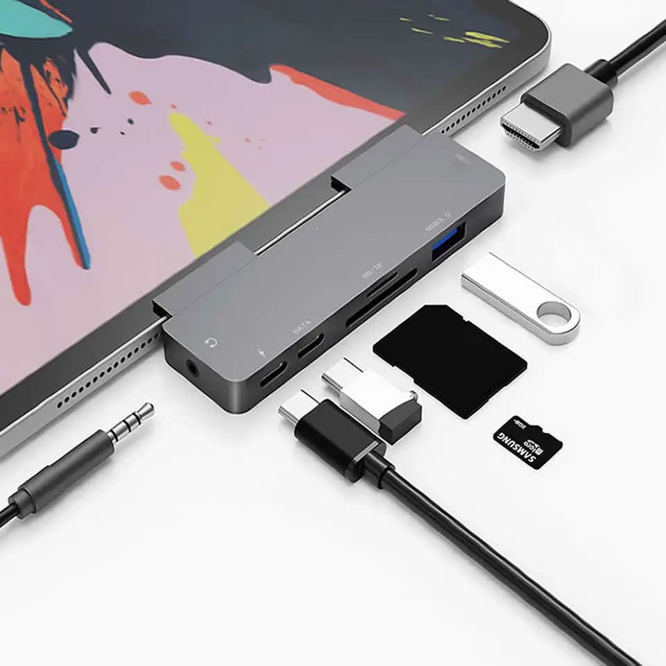 OUTMIX – Hub USB C vers HDMI 4K, adaptateur compatible avec USB-C PD USB3.0, Port Jack 3.5mm, station d'accueil USB Type C pour iPad Pro Macbook Pro/Air