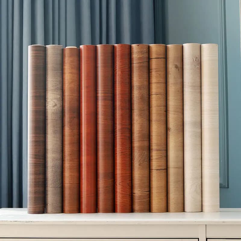 Papier peint moderne à effet bois, vinyle autocollant, films décoratifs pour meubles de maison, autocollants muraux en PVC, décalcomanies pour la maison.