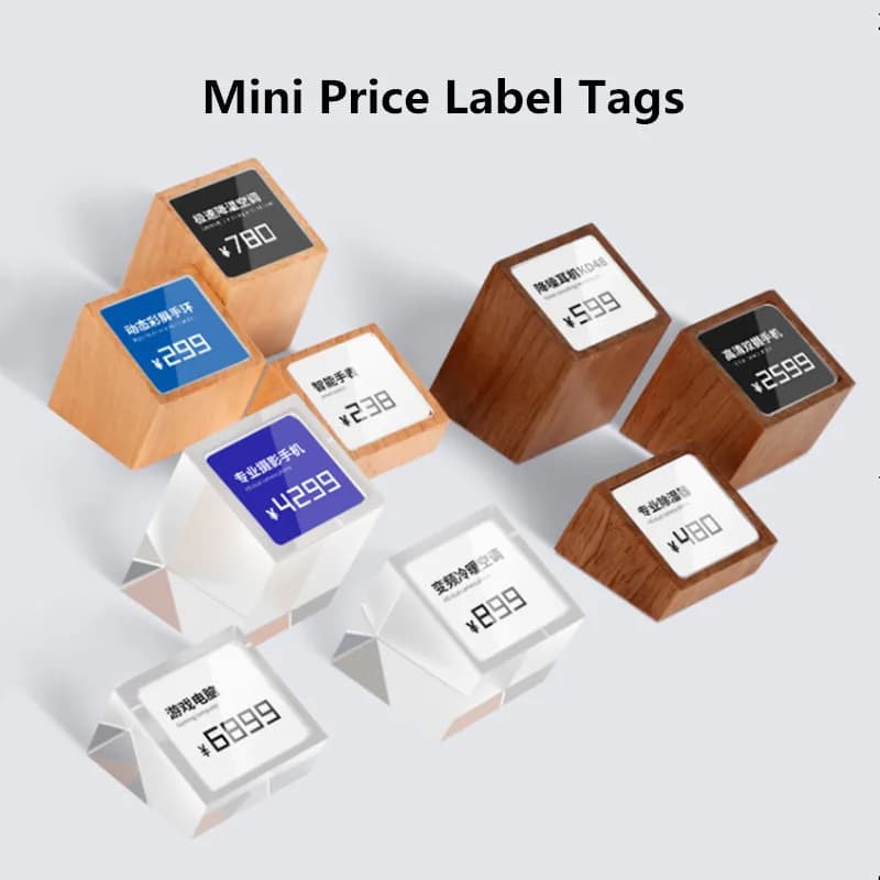 Étiquette de nom de prix en bois, étiquette de carte en papier pour bijoux, montre, comptoir, Mini support de signe en acrylique, présentoir