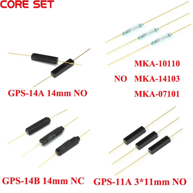 5 pièces 2*14mm GPS-11A GPS-14A GPS-14B 3*11mm MKA-14103 normalement ouvert fermé NO NC Reed relais interrupteur magnétique interrupteur anti vibration