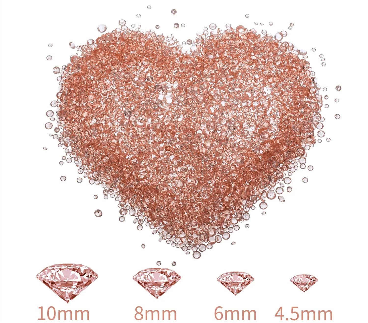 Confettis de Table en or Rose, 4 tailles, cristaux de mariage, diamants acryliques, strass, remplissage de Vase pour anniversaire, réception-cadeau pour bébé, Tables de fête