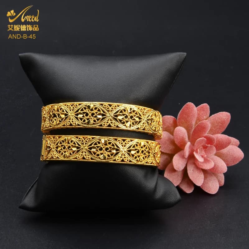 Bracelets plaqués or 24 carats de Dubaï pour femmes, bracelet indien de luxe, bracelets durs africains, breloque de mariage, bijoux à la main arabes éthiopiens