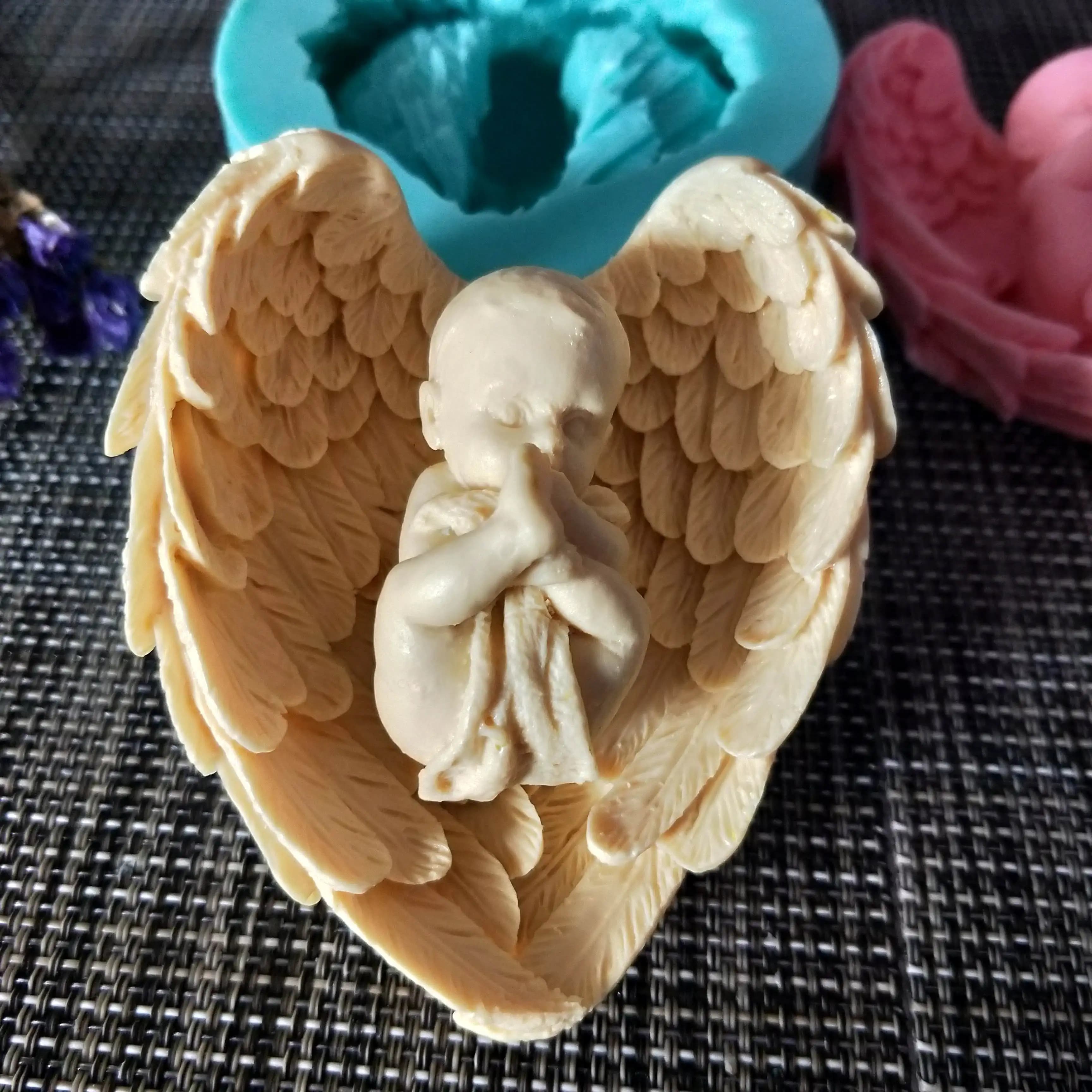 Moule 3D en Silicone en forme de petit Angle pour bébé, gâteau, bougie, savon, plâtre, résine, bricolage, aromatherarpy, décoration domestique, outils artisanaux