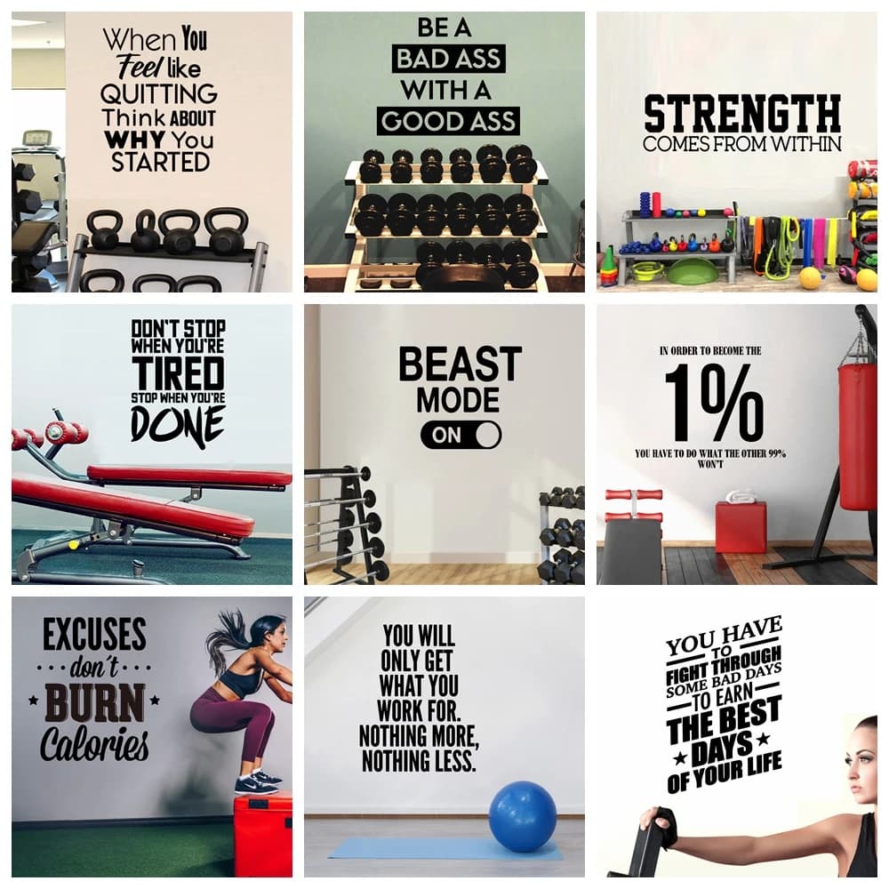 Livraison directe GYM mur Art décalcomanie décoration mode autocollant pour chambres d'enfants décoration Stickers muraux papier peint étanche