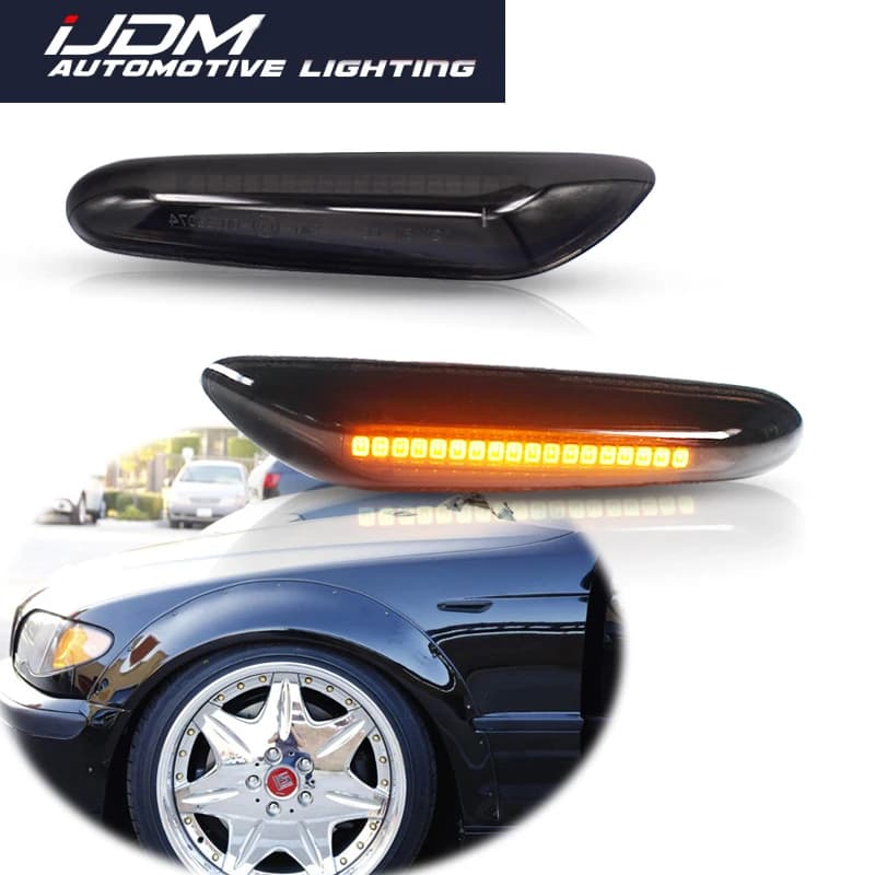 Marqueur latéral ambre de voiture, 2 pièces, lentille fumée, clignotant, indicateur latéral Led pour BMW E90 E92 E60 E87 E82 12V