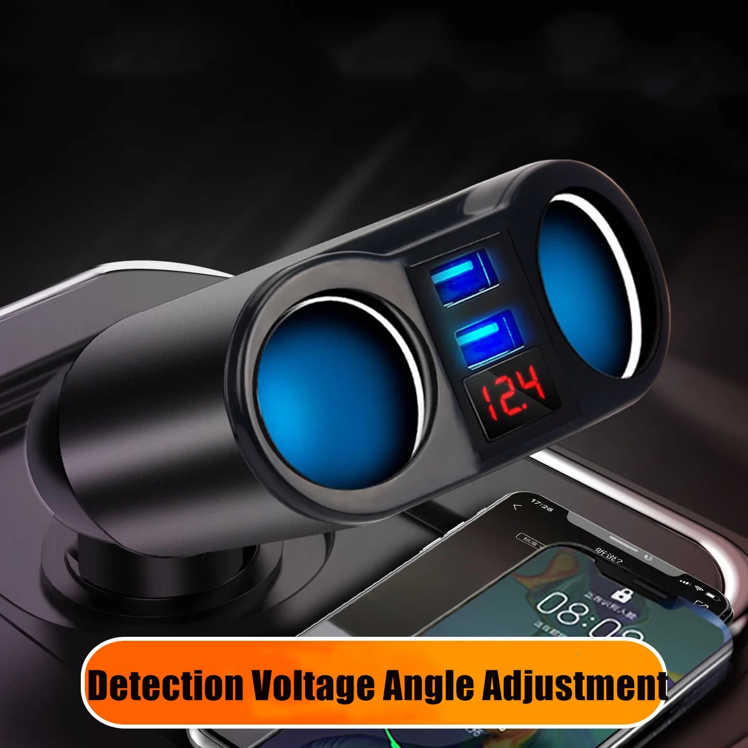 Chargeur de voiture double USB 3,1a, 2 ports, écran LCD, prise allume-cigare 12-24V, adaptateur d'alimentation rapide pour voiture, style de voiture