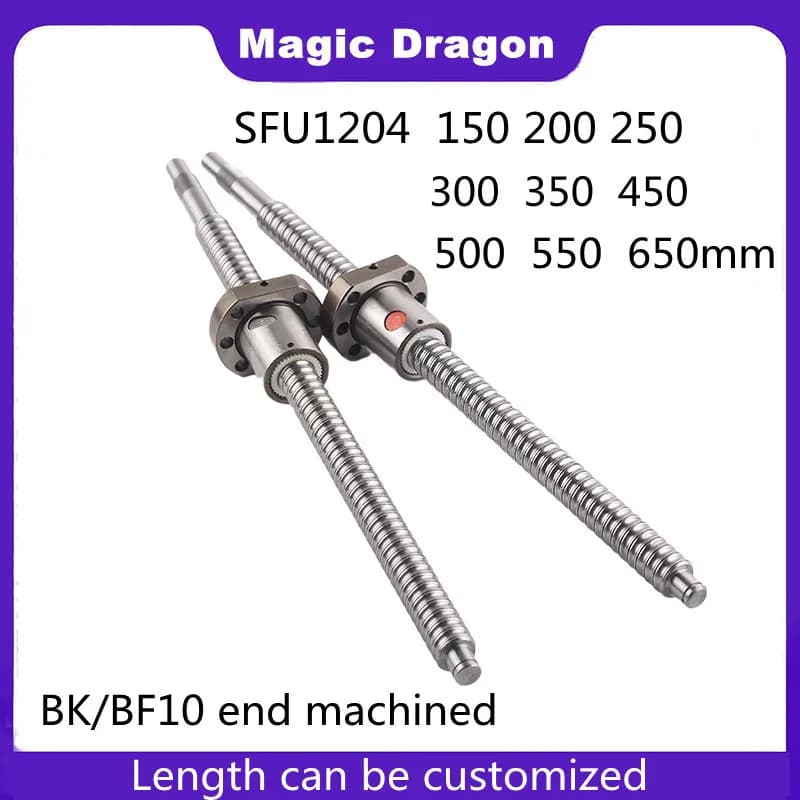 Vis à billes usinée 1204 SFU1204 200 300 500 600 800 1000mm, vis à billes C7 avec écrou à bille unique pour pièces CNC