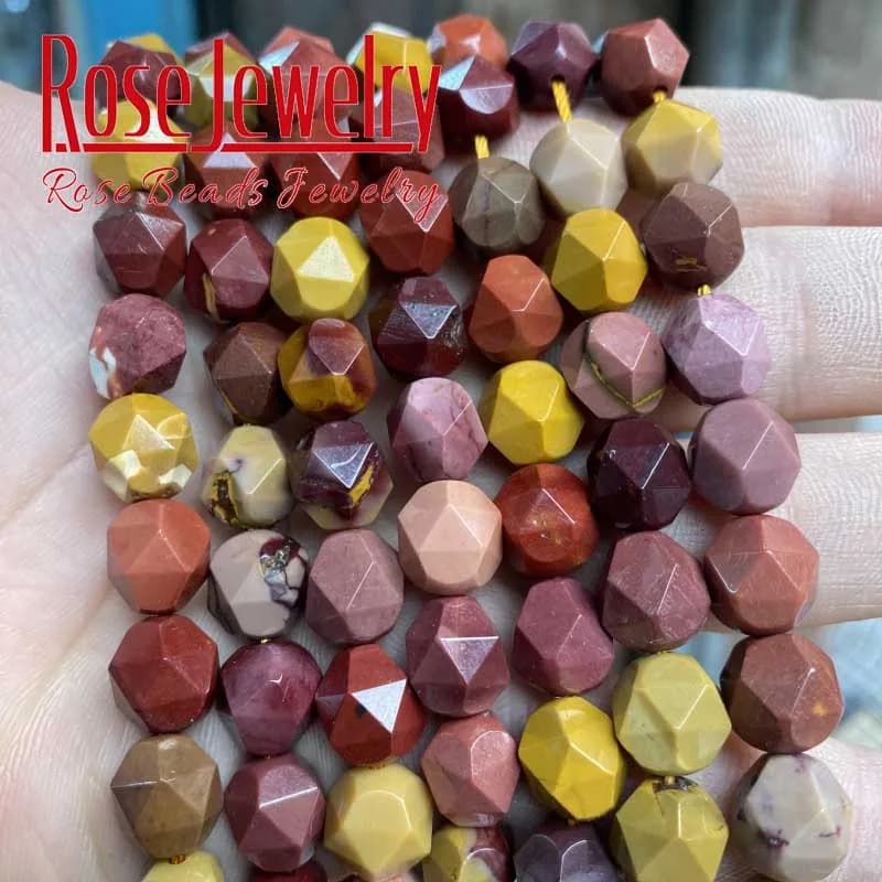 Perles de pierre de jaune d'œuf de Mookaite à facettes naturelles pour la fabrication de bijoux, bricolage, Bracelet, accessoires, fil de 15 pouces, prix de gros 6/8/10mm