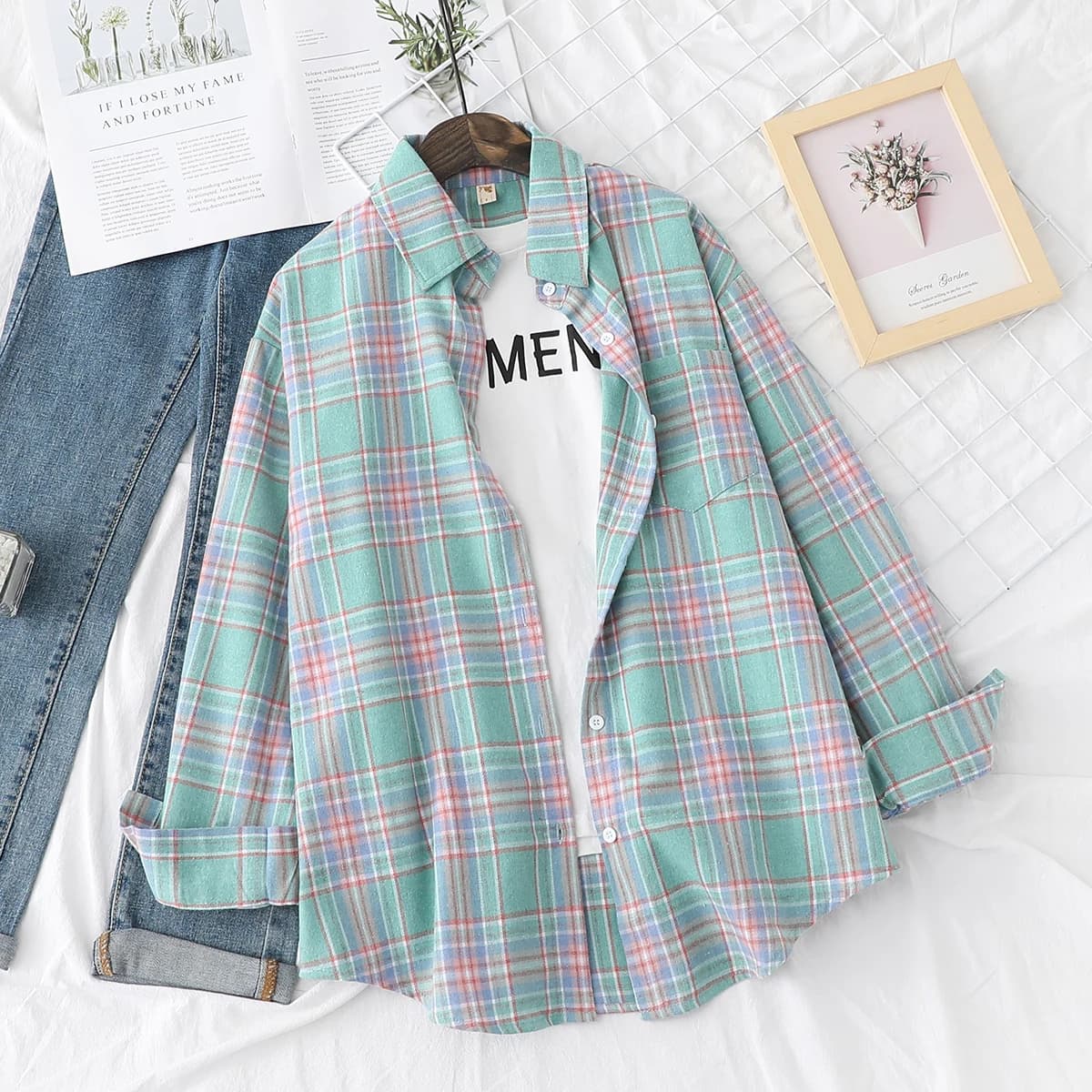 Marque décontracté femmes chemise à carreaux 2025 automne nouvelle Boutique dames chemisier ample et hauts femme à manches longues Blouses vêtements