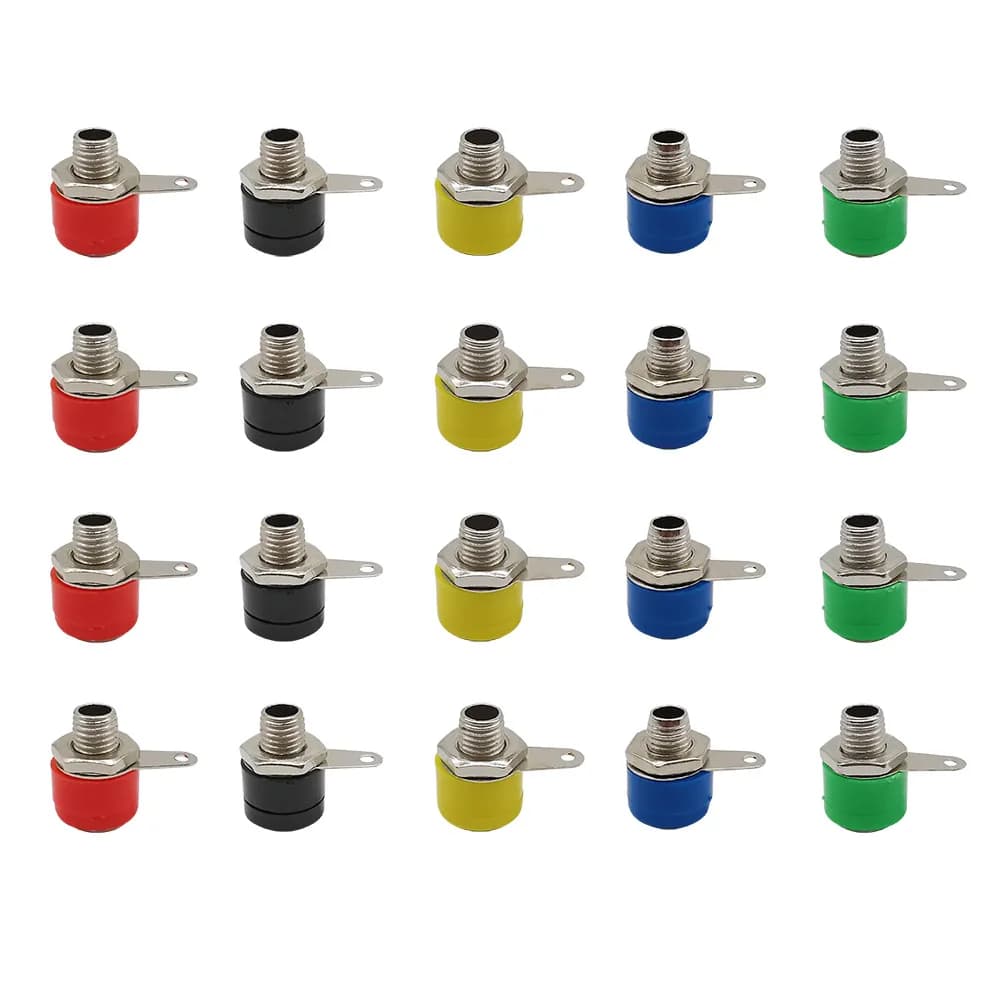 20 pièces 4mm prise banane Jack connecteur femelle liaison poste haut-parleur panneau bornes adaptateur de prise banane 5 couleurs
