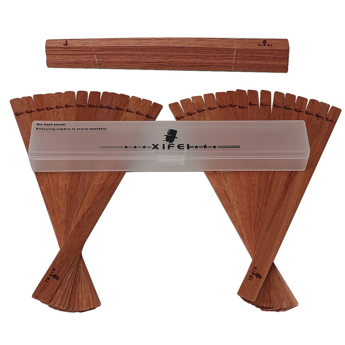 XIFEI Bandes de cendres de cèdre espagnol 100% premium pour l'allumage des cigares, 60 pièces/boîte, Accessoires pour cigares, Améliore le goût