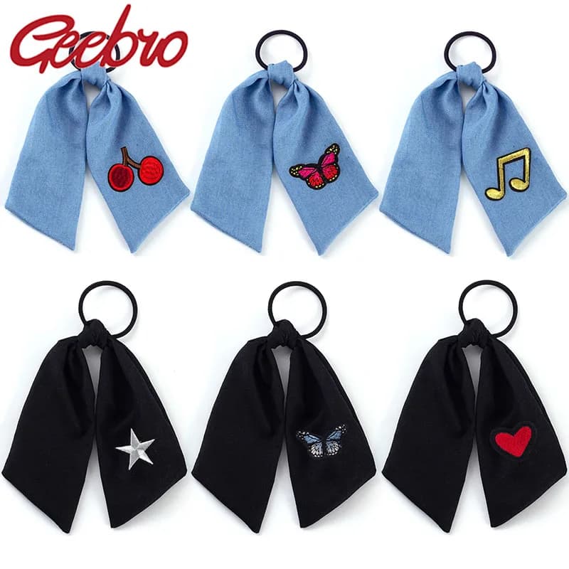 Geebro – chouchou pour cheveux pour enfants, bande élastique pour filles, porte-queue de cheval, couronne, cœur