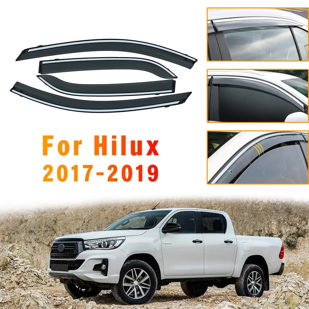 Pare-soleil de voiture pour Toyota Hilux, 2017, 2018, déflecteurs de vent de fenêtre, pare-pluie, accessoires de style de voiture