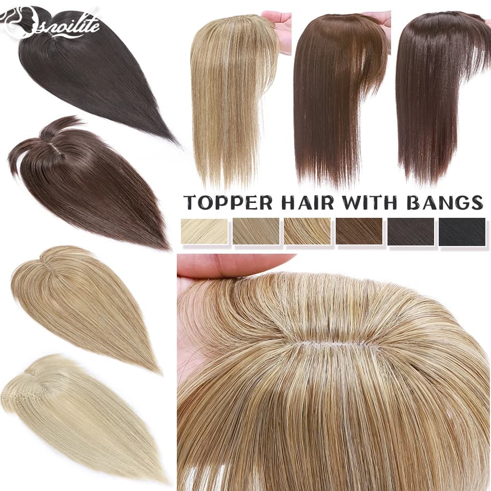 S-noilite pince synthétique en une seule pièce Extension de cheveux noir brun pince en postiches avec frange pour femme faux cheveux naturels