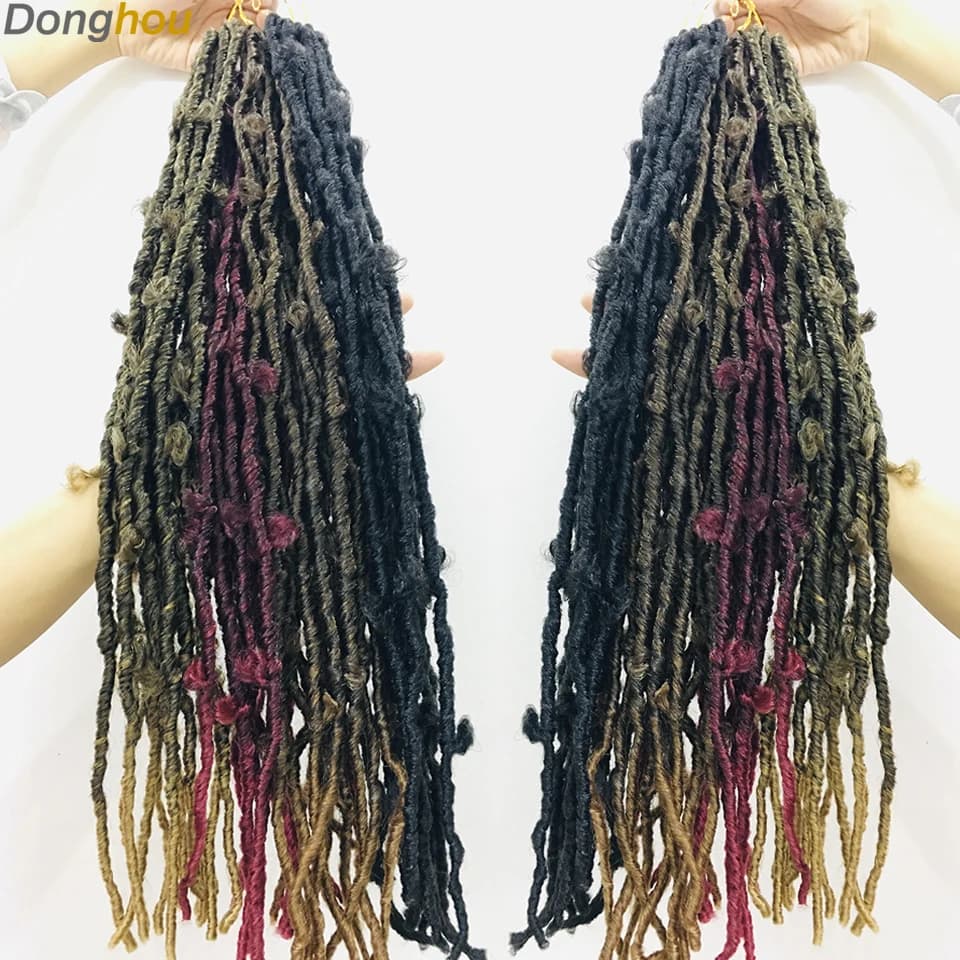 Extensions Capillaires Synthétiques Pré-Bouclées, Tresses au Crochet avec Serrures Papillon Ombrées 1b 27 30 Bug, 6 Paquets